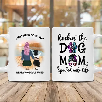 Custom Rocking The Dog Mom Spoiled Wife Life | Custom Name | Dog Moms Gifts | Personalized Dog Mom Custom Unisex Sweatshirt - Seseable