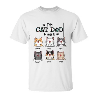Custom This Cat Dad Belongs To | Custom Name | Cat Dads Gifts | Personalized Cat Dad - Seseable