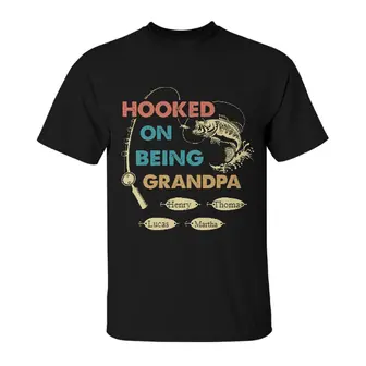 Custom Hooked On Being Fishing | Custom Name | Fathers Day Gifts | Personalized Grandpa - Thegiftio UK
