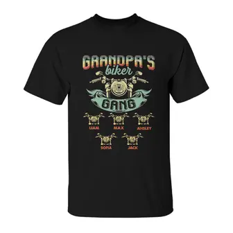 Custom Grandpa Biker Gang Retro | Custom Name | Fathers Day Gifts | Personalized Grandpa - Thegiftio UK