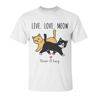 Custom Walking Cat Live Love Meow | Custom Name | Cat Gifts | Personalized Cat - Seseable