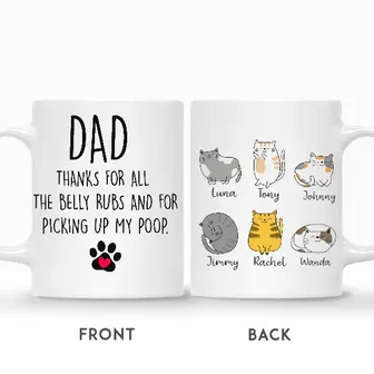 Custom Thanks For All The Belly Rubs Cat Dad | Custom Name | Cat Dads Gifts | Personalized Cat Dads - Seseable
