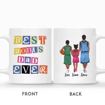 Custom Best Bonus Dad Ever Basketball | Custom Name | Fathers Day Gift From Stepson or Stepdaughter | Personalized Stepdad - Seseable