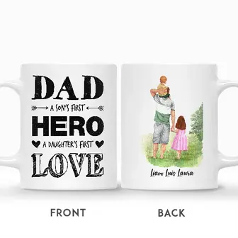 Custom Dad A Sons First Hero A Daughters First Love | Custom Name | Gifts For Fathers Day | Personalized Fathers Day - Seseable