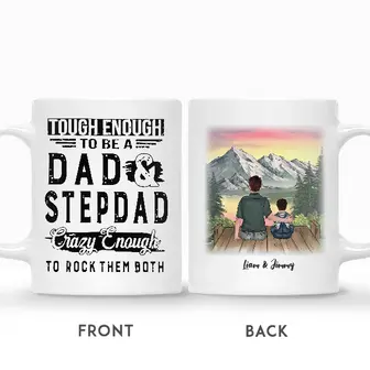 Custom Tough Enough To Be A Dad And Step Dad Crazy Enough To Rock Them Both | Custom Name | Fathers Day Gifts | Personalized Stepdad - Seseable