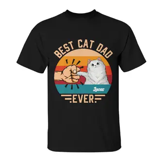 Custom Best Cat Dad Ever Just Ask Retro | Custom Name | Funny Cat Dads Gifts | Personalized Cat Dad - Seseable