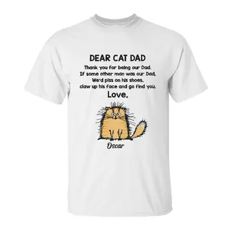Custom Dear Cat Dad | Custom Name | Fathers Day Gifts | Personalized Cat Dad - Seseable