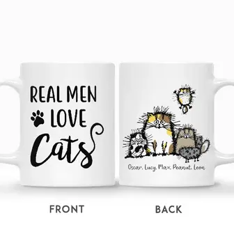 Custom Real Men Love Cats | Custom Name | Fathers Day Gifts | Personalized Cat Dad