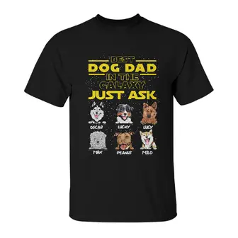 Custom Best Dog Dad In The Galaxy | Custom Name | Fathers Day Gifts | Personalized Dog Dad - Seseable