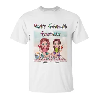Custom Colorful Patterned Sitting Doll Besties Friend Forever | Custom Name | Best Birthday Gifts For Besties | Personalized Best Friend - Thegiftio