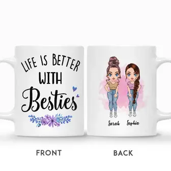 Custom Life Is Better With Besties | Custom Name | Birthday Gifts For Friends | Personalized Best Friend | Seseable UK