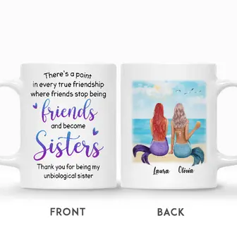 Custom Best Friend Mermaid Girls Thank You For Being My Unbiological Sister | Custom Name | Birthday Gifts For Friends | Personalized Best Friend - Seseable