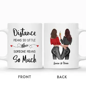 Custom Distance Means So Little When Someone Means So Much | Custom Name | Birthday Gifts For Besties | Personalized Best Friend - Thegiftio UK
