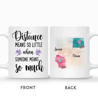 Custom Besties Long Distance Relationship Gift Watercolor Flower States | Custom Name | Birthday Gifts For Besties | Personalized Best Friend - Seseable
