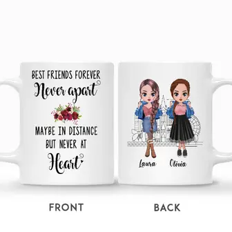 Custom Best Friends Forever Never Apart Maybe In Distance But Never At Heart | Custom Name | Birthday Gifts For Besties | Personalized Best Friend - Thegiftio UK