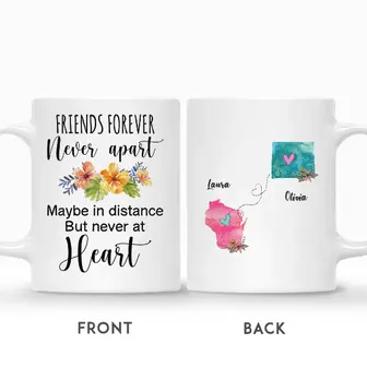 Custom Besties Long Distance Relationship Flower States | Custom Name | Birthday Gifts For Besties | Personalized Best Friend - Thegiftio UK