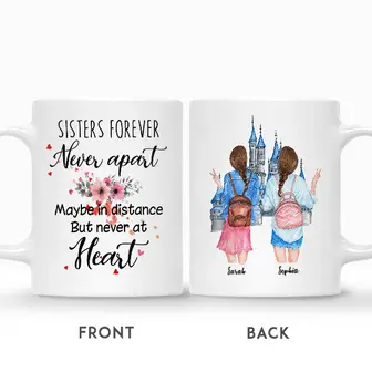Custom Sisters Forever Never Apart Maybe In Distance But Never At Heart | Custom Name | Birthday Gifts For Besties | Personalized Best Friend - Thegiftio UK