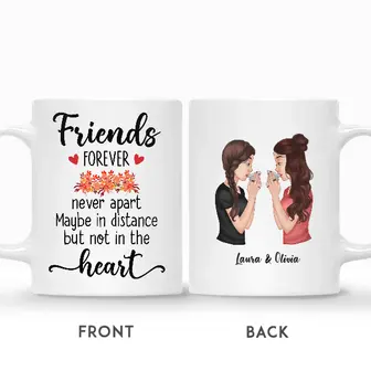 Custom Best Friends Forever Never Apart Maybe In Distance But Never At Heart | Custom Name | Gift Idea For Friends | Personalized Best Friend - Seseable