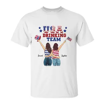 Custom Friends USA Drinking team | Custom Name | 4th Of July Gift For Friends | Personalized Best Friend - Seseable