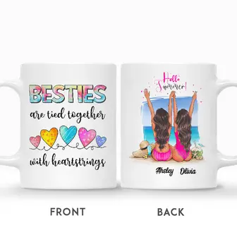 Custom Summer Girls Friends Are Tied Together with Heartstrings | Custom Name | Gift Idea For Friends | Personalized Best Friend - Thegiftio UK