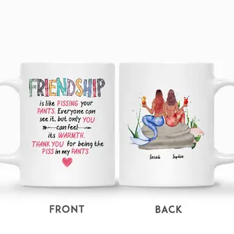 Custom Mermaid Besties Thank You for Being the Piss in My Pants Friendship | Custom Name | Birthday Gifts For Friends | Personalized Best Friend - Thegiftio UK