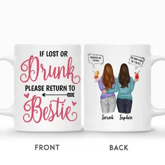 Custom Bestie Drunk If Lost Or Drunk Please Return To Bestie | Custom Name | Birthday Gifts For Friends | Personalized Best Friend - Thegiftio UK