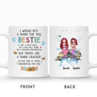 Custom I Would Bite A Shark For You Mermaid Besties | Custom Name | Gifts Idea For Friends | Personalized Best Friend - Seseable