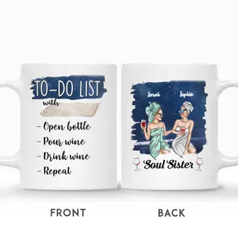 Custom Soul Sisters Our To Do List Wine | Custom Name | Gift for Friends | Personalized Best Friend - Seseable