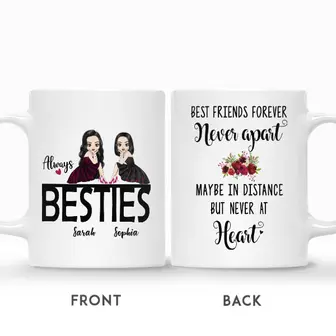 Custom Always Besties Never Apart Maybe In Distance But Never At Heart | Custom Name | Birthday Gifts For Besties | Personalized Best Friend - Seseable