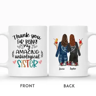 Custom Jean Girls Thank You For Being My Amazing Unbiological Sister| Custom Name | Gifts Idea For Friends | Personalized Best Friend - Thegiftio UK