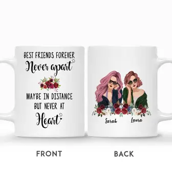 Custom Never Apart Maybe In Distance But Never At Heart | Custom Name | Birthday Gifts For Friend Sister | Personalized Best Friend - Seseable