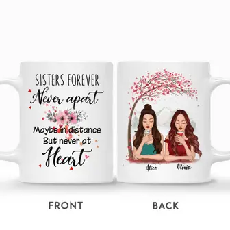 Custom Sisters Forever Never Apart Pretty Girls | Custom Name | Birthday Gifts For Besties | Personalized Best Friend - Thegiftio UK