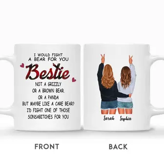 Custom Hoodie Besties I Would Fight A Bear For You | Custom Name | Gifts For Friends | Personalized Best Friend - Thegiftio UK