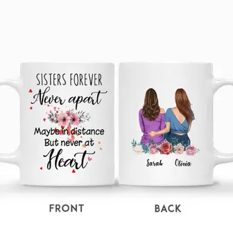 Custom Sisters Forever Never Apart | Custom Name | Birthday Gifts For Besties | Personalized Best Friend - Thegiftio UK