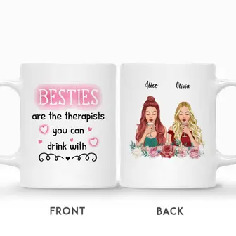Custom Pretty Girl Friends Are Therapists You Can Drink With | Custom Name | Birthday Gifts For Besties Friends Sister | Personalized Best Friend - Seseable