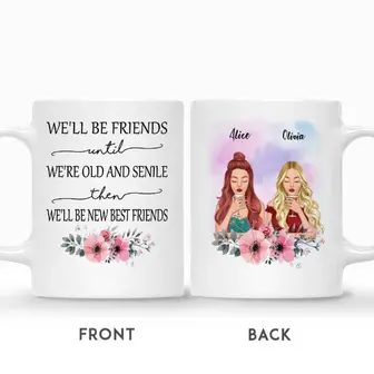 Custom Wine Bestie We Will Be Friends Until We Are Old And Senile | Custom Name | Birthday Gifts For Friends | Personalized Best Friend - Seseable