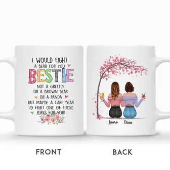 Custom Casual Style Would Fight A Shark For Besties Love Tree | Custom Name | Birthday Gifts For Friends | Personalized Best Friend - Seseable