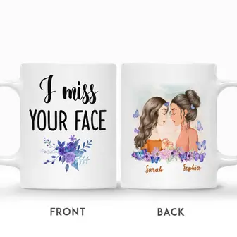 Custom Best Friend I Miss Your Face Butterflies | Custom Name | Long Distance Friendship Gifts For Besties | Personalized Best Friend - Thegiftio UK