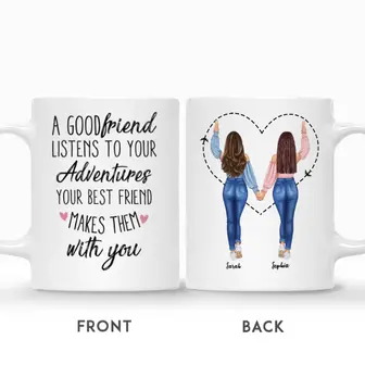 Custom Jeans Best Friend A Good Friend Listens To Your Adventures Your Best Friend Makes Them With You | Custom Name | Birthday Gifts For Besties | Personalized Best Friend - Thegiftio UK
