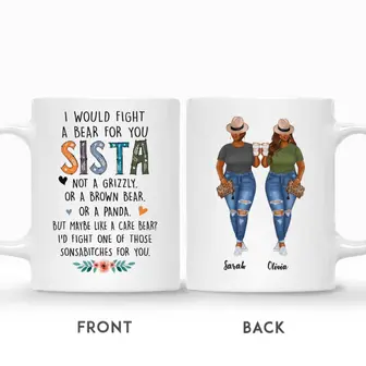 Custom Name Black Girls I Would Fight A Bear For Sista Gifts For Sister Besties Personalized Best Friend - Seseable