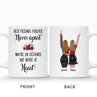 Custom Name Party Girls Never Apart Maybe In Distance But Never At Heart Gift For Friends Personalized Best Friend - Thegiftio UK