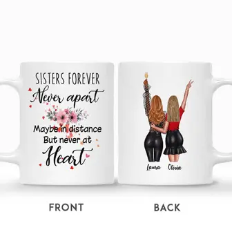 Custom Name Party Girls Never Apart Maybe In Distance But Never At Heart Gift For Friends Sisters Besties Personalized Best Friend - Seseable
