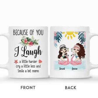 Custom Name Pool Girls Summer Because Of You I Laugh A Little Harder Gift For Besties Personalized Best Friend | Seseable UK
