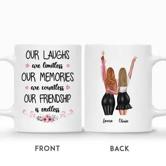 Custom Name Party Girls Our Laughs Are Limitless Our Memories Are Countless Our Friendship is Endless Gift For Besties Personalized Best Friend - Seseable