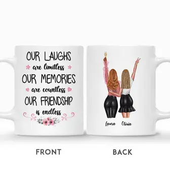 Custom Name Party Girls Our Laughs Are Limitless Our Memories Are Countless Our Friendship is Endless Gift For Besties Personalized Best Friend | Seseable UK