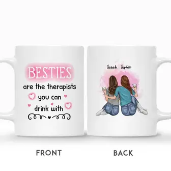 Custom Name Always Together Friends Are Therapists You Can Drink With Gift For Friends Sisters Besties Personalized Best Friend - Seseable