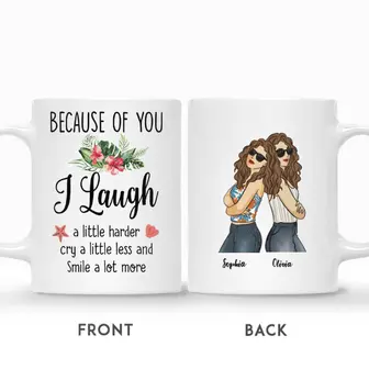 Custom Name Cool Besties Summer Because Of You I Laugh A Little Harder Birthday Gifts For Besties Personalized Best Friend - Seseable