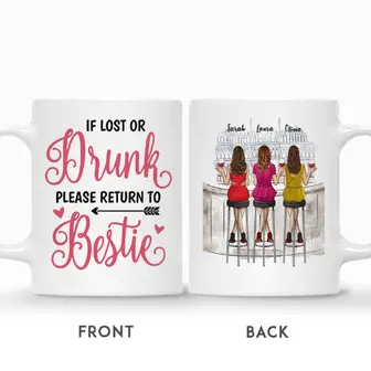 Custom Name Drink Team If Lost Or Drunk Please Return To Bestie Gift For Friends Sisters Besties Personalized Best Friend - Seseable