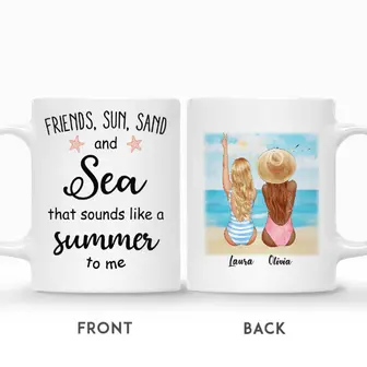 Custom Name Besties Friends Sun Sand And Sea That Sounds Like A Summer To Me Personalized Best Friend | Seseable UK