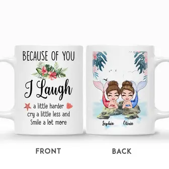 Custom Name Mermaid Together Because Of You I Laugh A Little Harder Gift For Besties Personalized Best Friend - Seseable